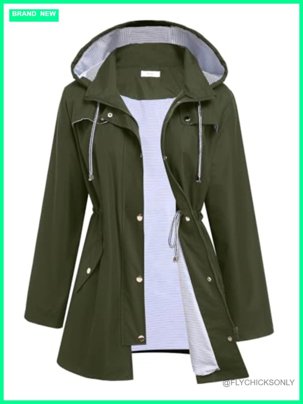 Hount Women's Waterproof Lightweight Lined Raincoat Trench Hooded Jacket
